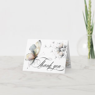 Eleganter Schmetterling und Löwenzahn-Puder-Pastel Dankeskarte