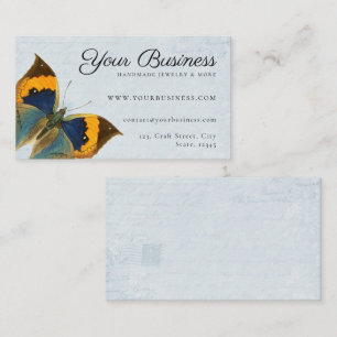 Eleganter Schmetterling Vintage Blau Romantische E Visitenkarte