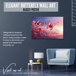 Eleganter Schmetterlings-Wandkunst Glänzendes Post Poster