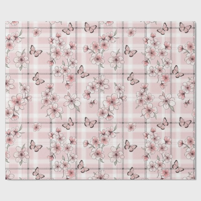 Eleganter Schmetterlingsblüten (2) Geschenkpapier (Flach)