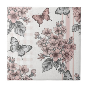 Eleganter Schmetterlingsblüten-Entwurf (1) Fliese