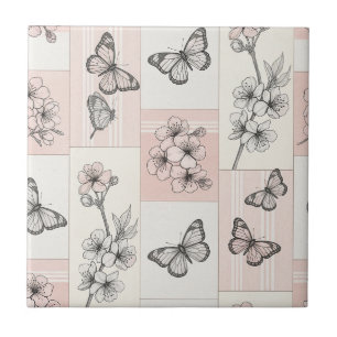 Eleganter Schmetterlingsblüten-Entwurf (5) Fliese