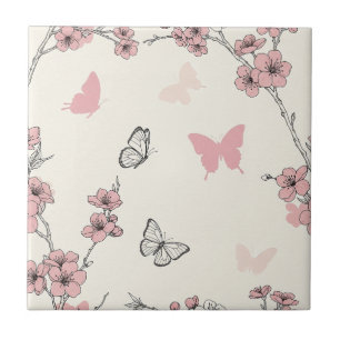 Eleganter Schmetterlingsblüten-Entwurf (6) Fliese