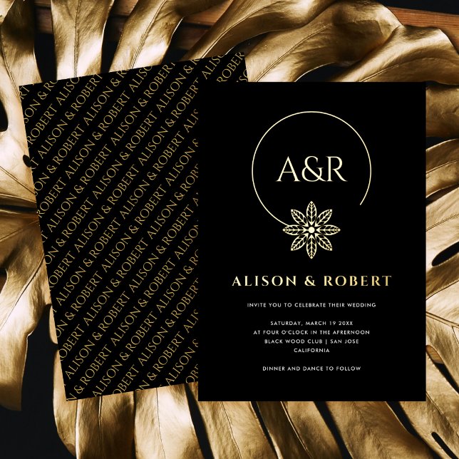 Eleganter Schmuck inspiriert Rahmen & Initialen Ho Folieneinladung (Von Creator hochgeladen)