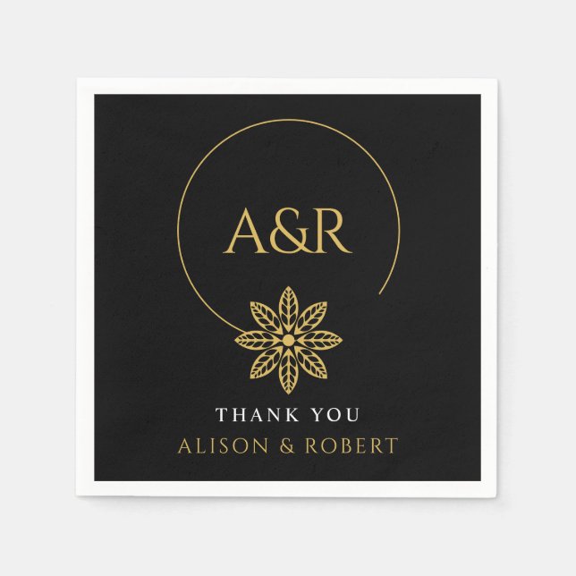 Eleganter Schmuck inspiriert Rahmen & Initialen Ho Serviette (Vorderseite)