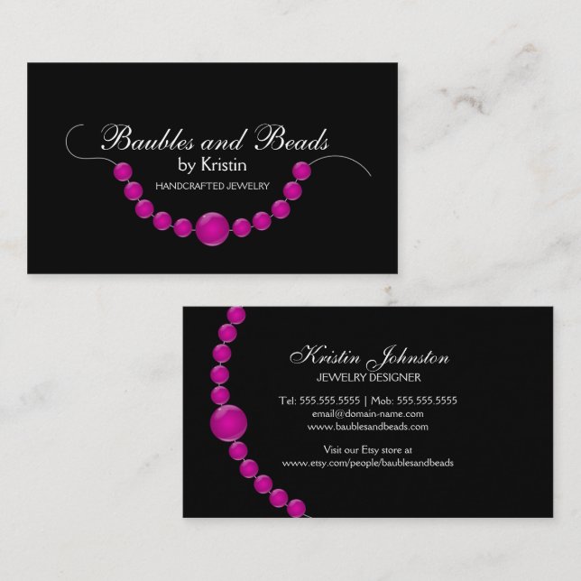 Eleganter Schmuck und Perlen Visitenkarte (Vorne/Hinten)