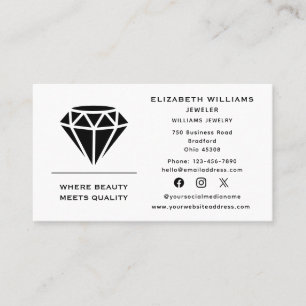 Eleganter Schmuckdesigner Jewelry Diamond Visitenkarte