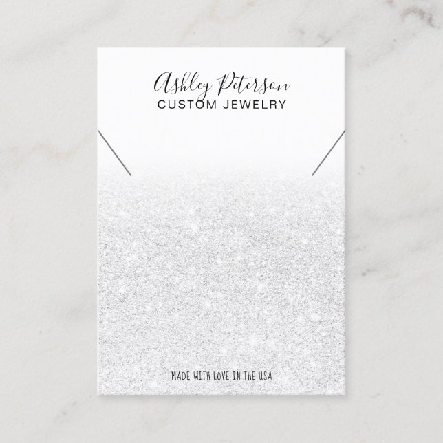 Eleganter Schmuckstil aus weißem Glitzer Visitenkarte (Vorderseite)