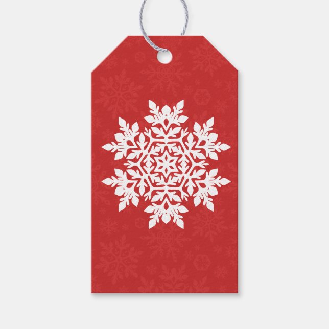 Eleganter Schneefall (Cranberry) Geschenkanhänger (Vorderseite)