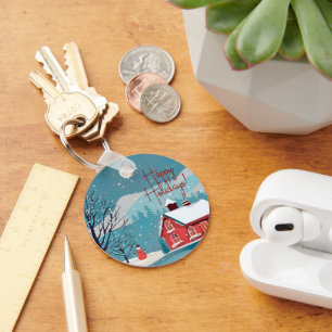 Eleganter Schneefall Feierlicher Feiertag Schlüsselanhänger