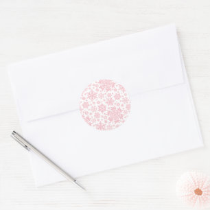 Eleganter Schneeflocke (Zucker-Rosa-Weiß) Runder Aufkleber