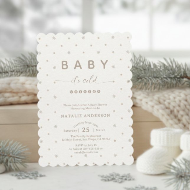 Eleganter Schneeflocken Es ist kalt draußen Babydu Einladung (Elegant Snowflake It's Cold Outside Baby Shower Invitation)