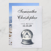 Eleganter Schneeglobe Verlobung Ring