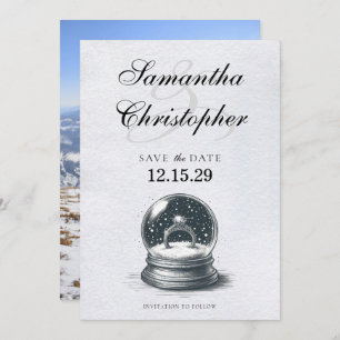 Eleganter Schneeglobe Verlobung Ring Save The Date