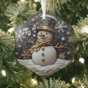 Eleganter Schneemann-Weihnachtsschmuck Ornament Aus Glas
