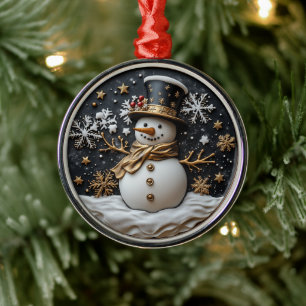 Eleganter Schneemann-Weihnachtsschmuck Ornament Aus Metall