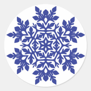 Eleganter Schneestern (Mitternacht) Runder Aufkleber