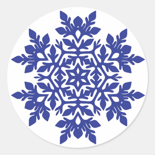 Eleganter Schneestern (Mitternacht) Runder Aufkleber (Vorderseite)