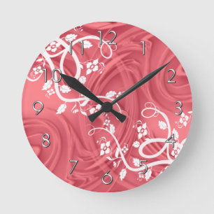 Eleganter Schnörkel-rotes Schatten-mit Runde Wanduhr
