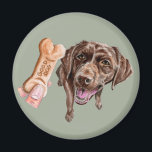 Eleganter Schokolade-Labrador Dog Aquarellmalerei Magnet<br><div class="desc">Dies ist ein zeichnend Bleistift- und Aquarellbild eines Schokoladelabrador Retriever. Sie können auch eine Hand sehen,  die ein Hündchen-Cookie hält,  auf dem "GUTER Hund" steht.</div>