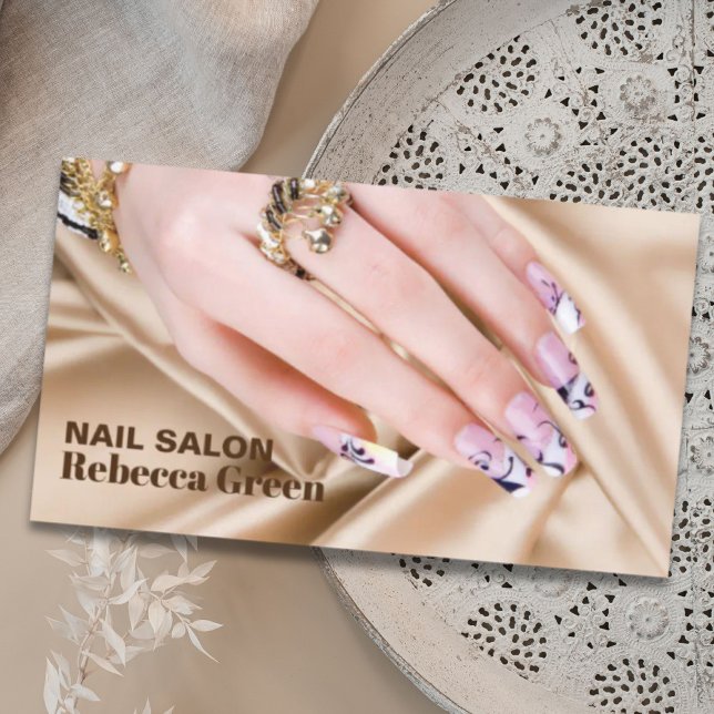 Eleganter Schönheitsmanicurist Nagelnagel Visitenkarte (Elegant beauty manicurist nail artist nail salon business card)