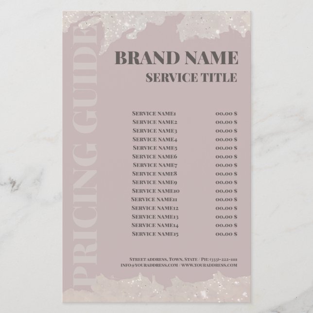 Eleganter Schönheitssalon Preisliste Rosa Flyer (Vorne)