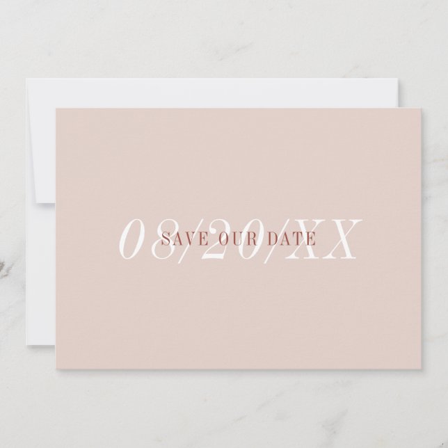 Eleganter Schriftart Minimalistisch Rosa Terracott Save The Date (Vorderseite)