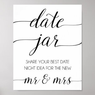 Eleganter Schriftart Wedding Date Jar Sign Poster