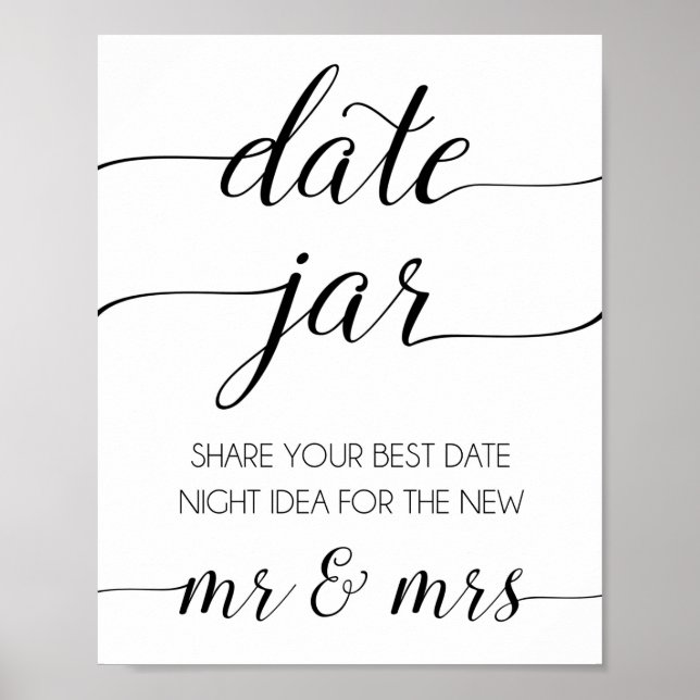 Eleganter Schriftart Wedding Date Jar Sign Poster (Vorne)