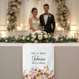 Eleganter Schriftblumen-Hochzeitsdekor-Tischläufer Wandteppich