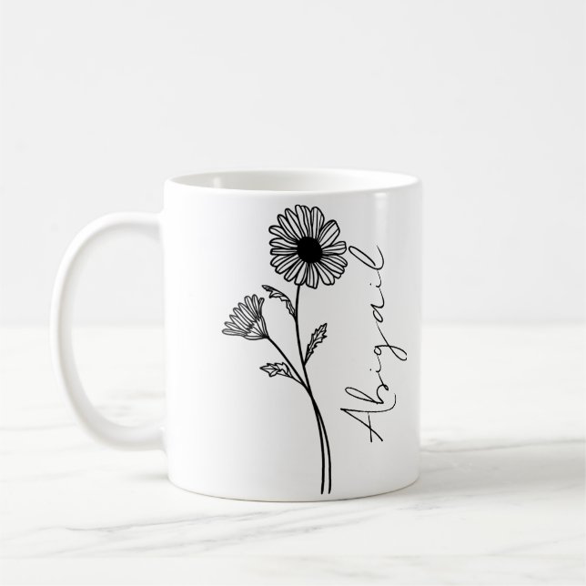 Eleganter Schriftname April Monat Geburtsblume Gän Kaffeetasse (Links)