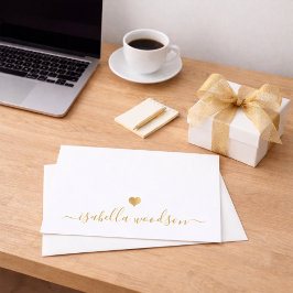 Eleganter Schriftname Faux-Goldfolien-Herz  Mitteilungskarte