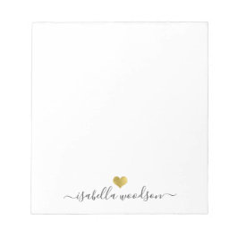 Eleganter Schriftname Faux-Goldfolien-Herz  Notizblock