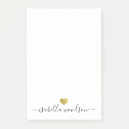 Eleganter Schriftname Faux-Goldfolien-Herz  Post-it Klebezettel