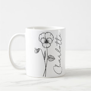 Eleganter Schriftname Februar-Geburtsblume Veilche Kaffeetasse