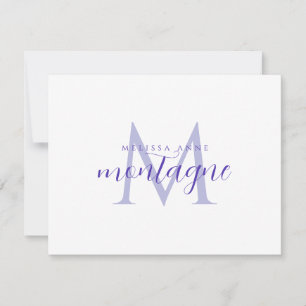 Eleganter Schriftname Lila Monogramm Flach Notizka Mitteilungskarte