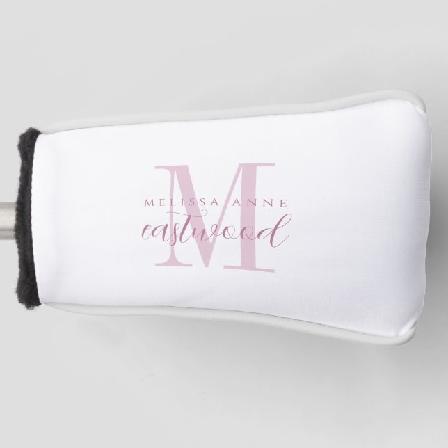 Eleganter Schriftname Rosa Monogramm  Golf Headcover (Vorderseite)