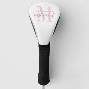 Eleganter Schriftname Rosa Monogramm  Golf Headcover