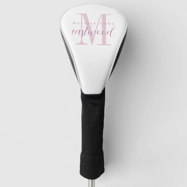 Eleganter Schriftname Rosa Monogramm  Golf Headcover (Vorderseite)