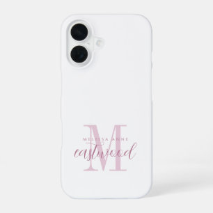Eleganter Schriftname Rosa Monogramm iPhone 16 Hülle