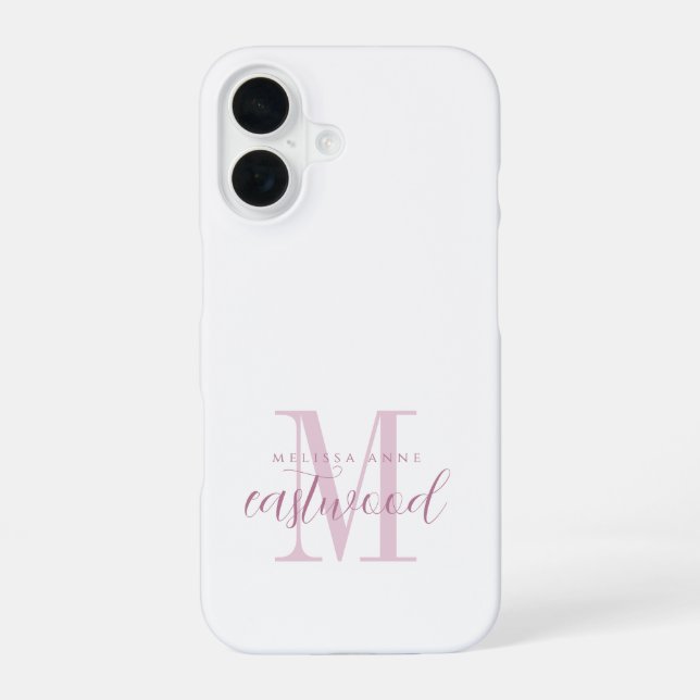 Eleganter Schriftname Rosa Monogramm  iPhone 16 Hülle (Rückseite)