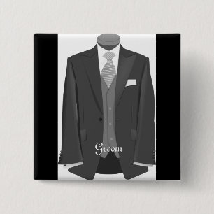 Eleganter Schriftzug Hochzeits-Smokinganzug Gesche Button