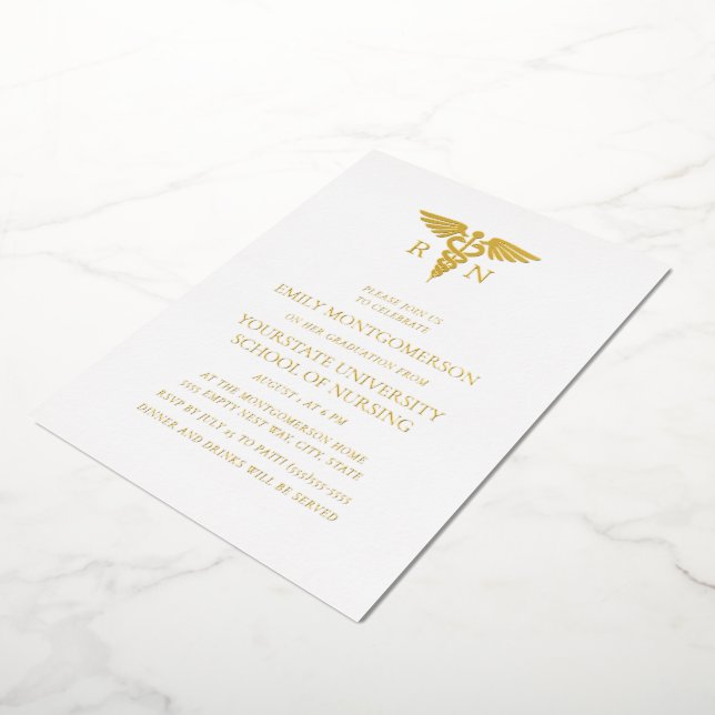 Eleganter Schulabschluss an der White-Foil-Stiftun Folieneinladung (Gedreht)