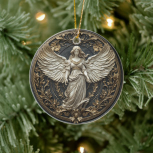 Eleganter Schutzengel-Weihnachtsschmuck Keramik Ornament