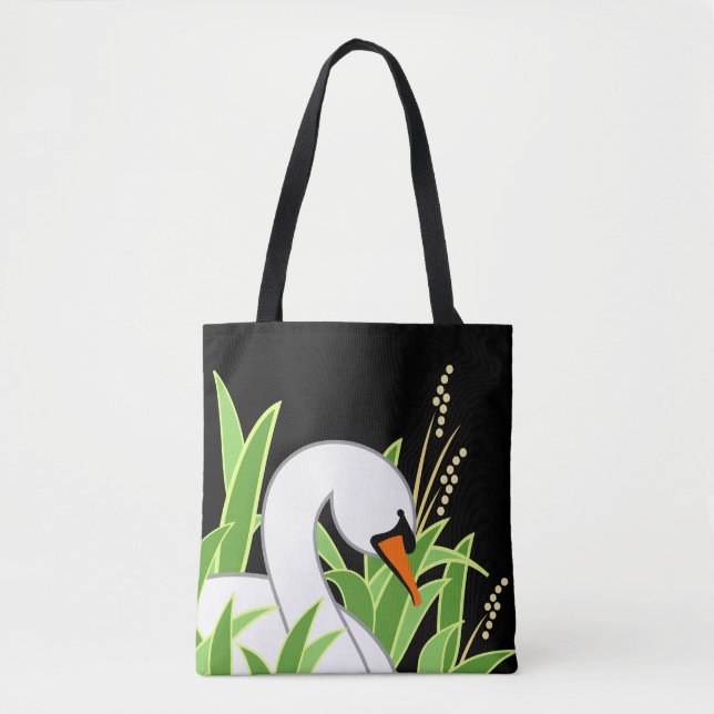 Eleganter Schwan auf schwarzem Hintergrund (Vorderseite)