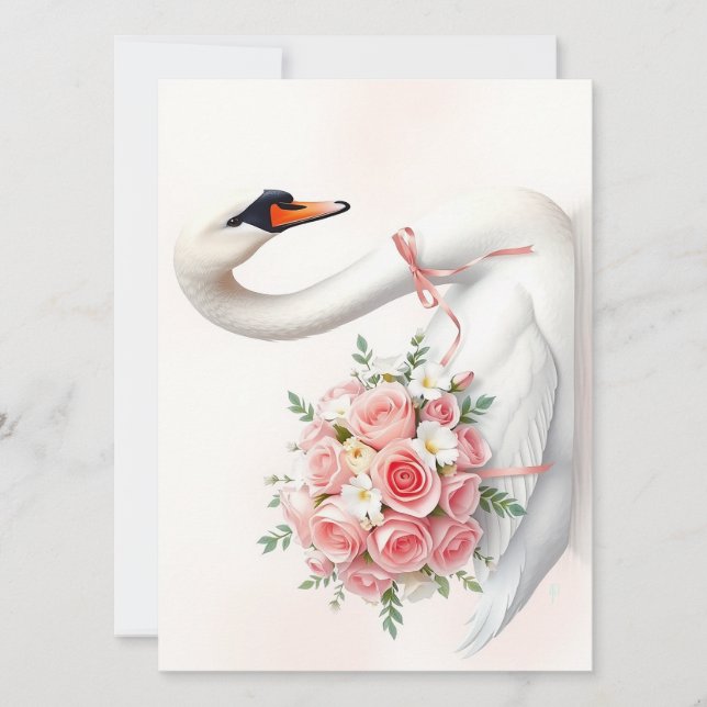 Eleganter Schwan mit Rosen Ankündigung (Vorderseite)