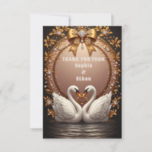 💍 Eleganter Schwan Roségold Hochzeitsdank 💍 Dankeskarte