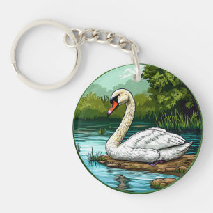 🦢 Eleganter Schwanensee-Natur-Charm-Schlüsselanhä Schlüsselanhänger
