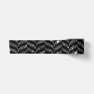 Eleganter Schwarz-Glitzer-Look Zickzack Satinband