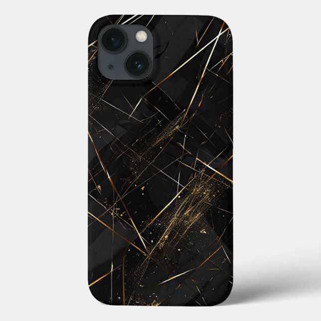 Eleganter Schwarz-Gold-Abstrakter Hintergrund Case-Mate iPhone Hülle (Rückseite)